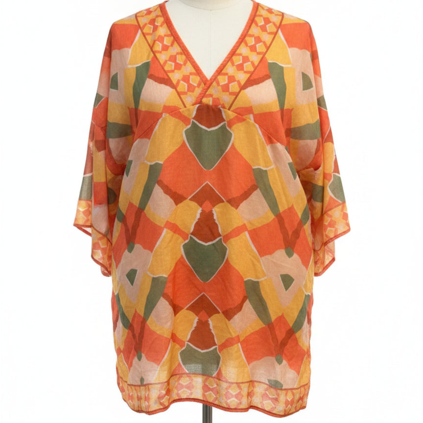 Do Everything in Love · 3/4 Sleeve Dress · L/XL · OrangeMulti