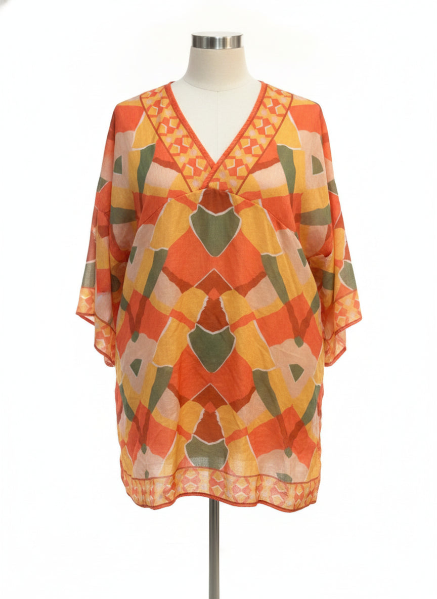 Do Everything in Love · 3/4 Sleeve Dress · L/XL · OrangeMulti