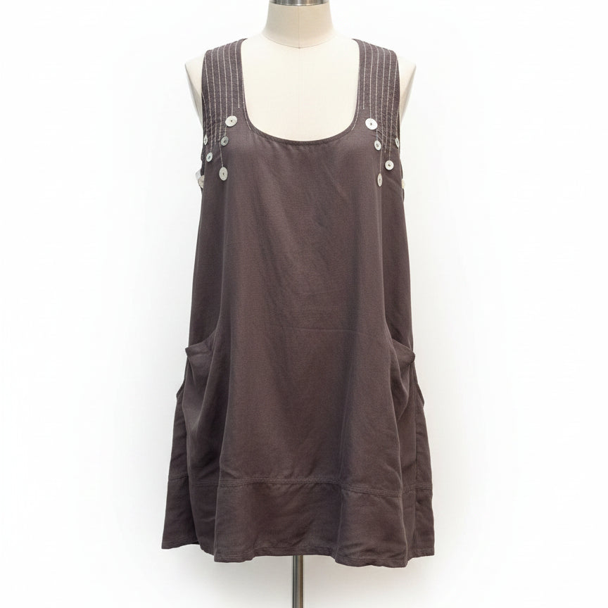 Yea · Cute Button Detail Dress · S/M · Brown