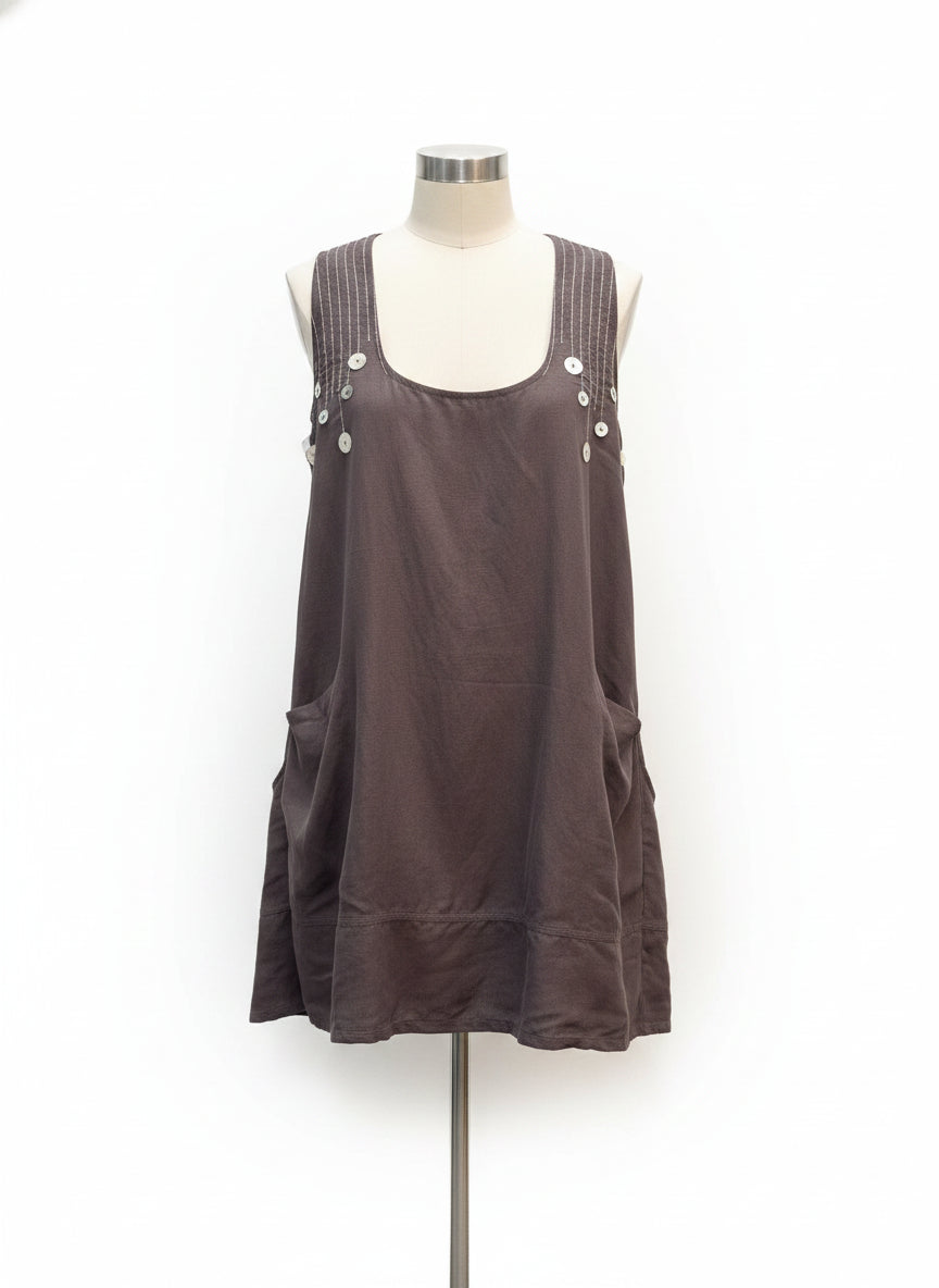 Yea · Cute Button Detail Dress · S/M · Brown