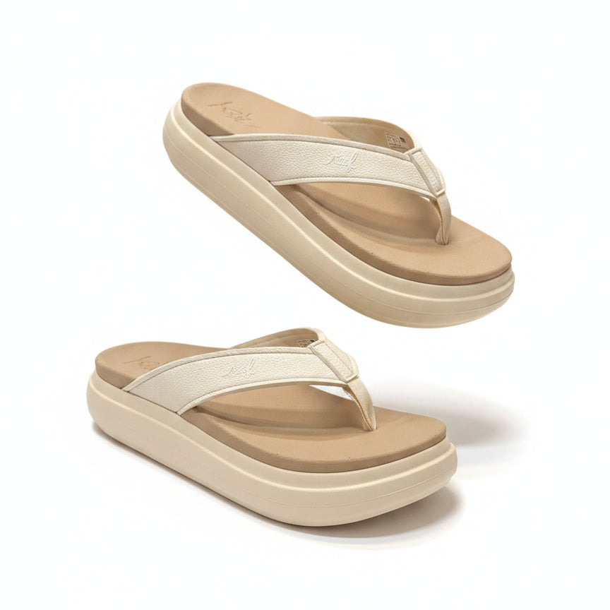 Reef · Sierra platform flipflops · 9 · Cream