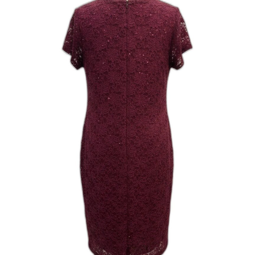 ConnectedApparel · Sparkley short sleeve dress · 22W · Merlot