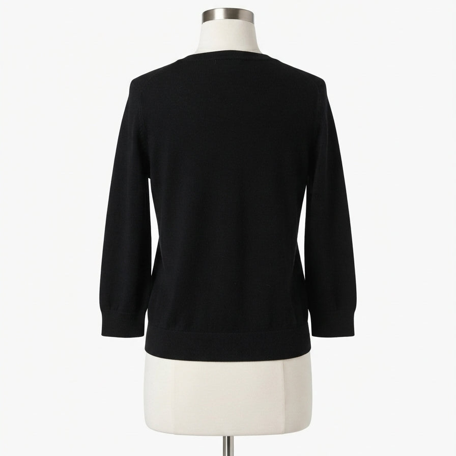 Alfani · 100% Silk Woven Trim Collar Detail · Large Petite · Black