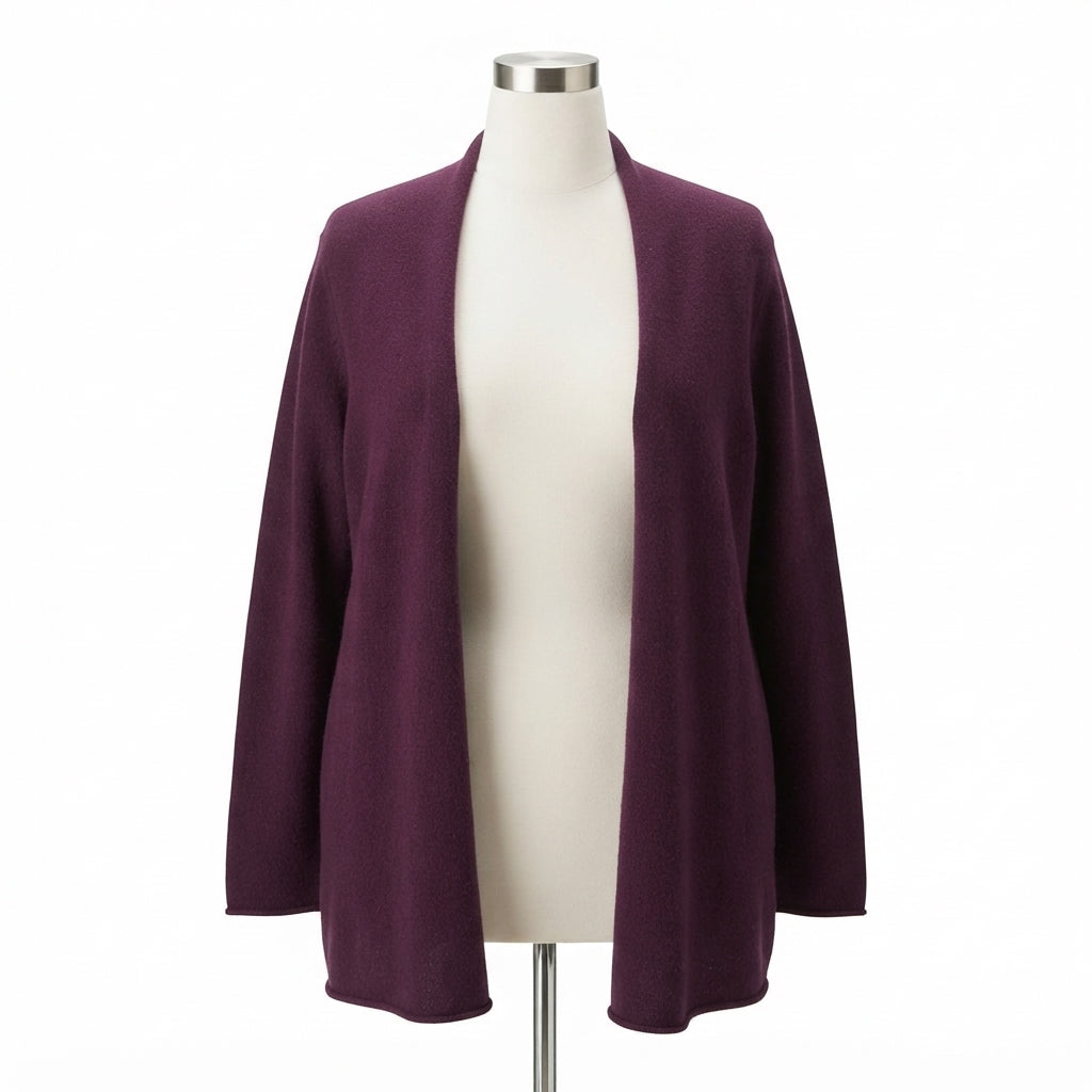 Giffen Cashmere · Open Drape Cardigan · 2X · Merlot