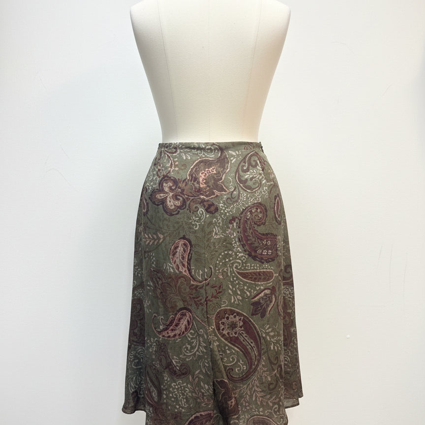 Ralph Lauren · 100% Silk Floral Paisley Skirt · 10 Petite · OliveBurg