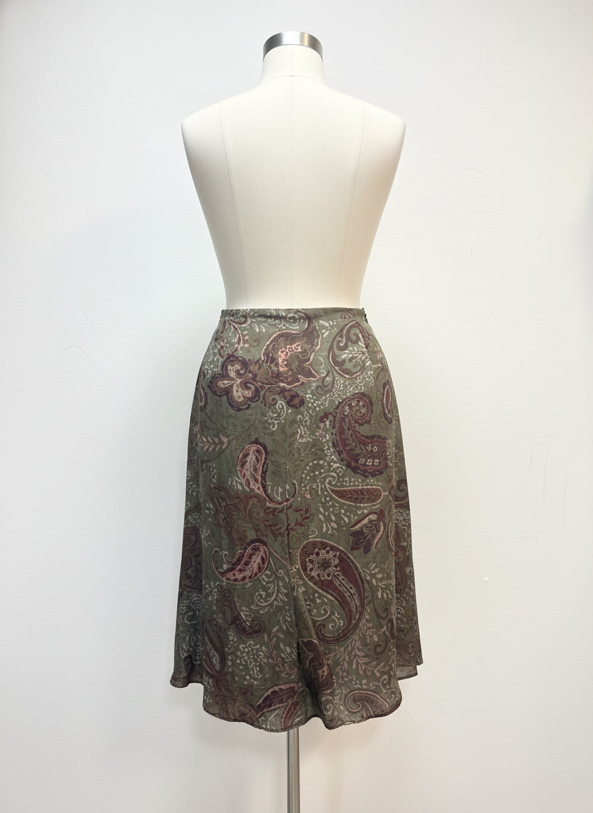 Ralph Lauren · 100% Silk Floral Paisley Skirt · 10 Petite · OliveBurg
