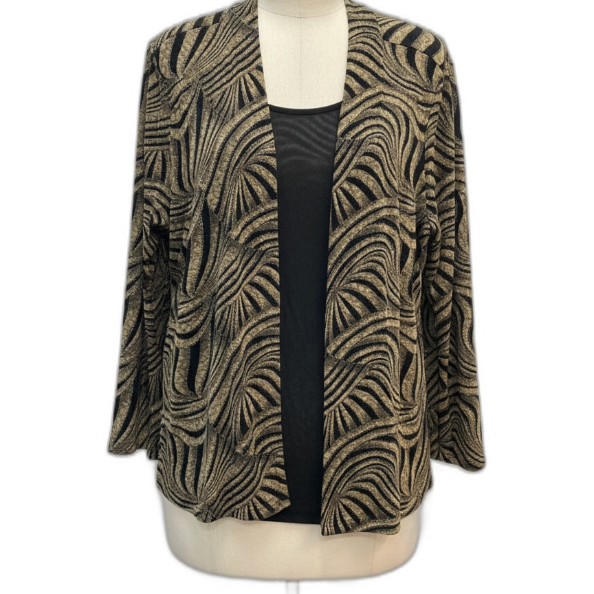 JMCollection · Cardigan with built in top · 2X · MossBlk Sparkly