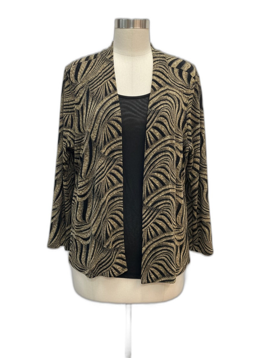JMCollection · Cardigan with built in top · 2X · MossBlk Sparkly