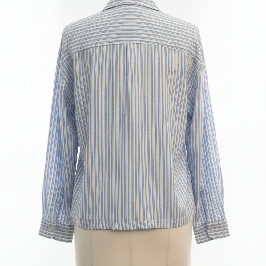 Max Studio · LongSleeve Top · Small · White Blue