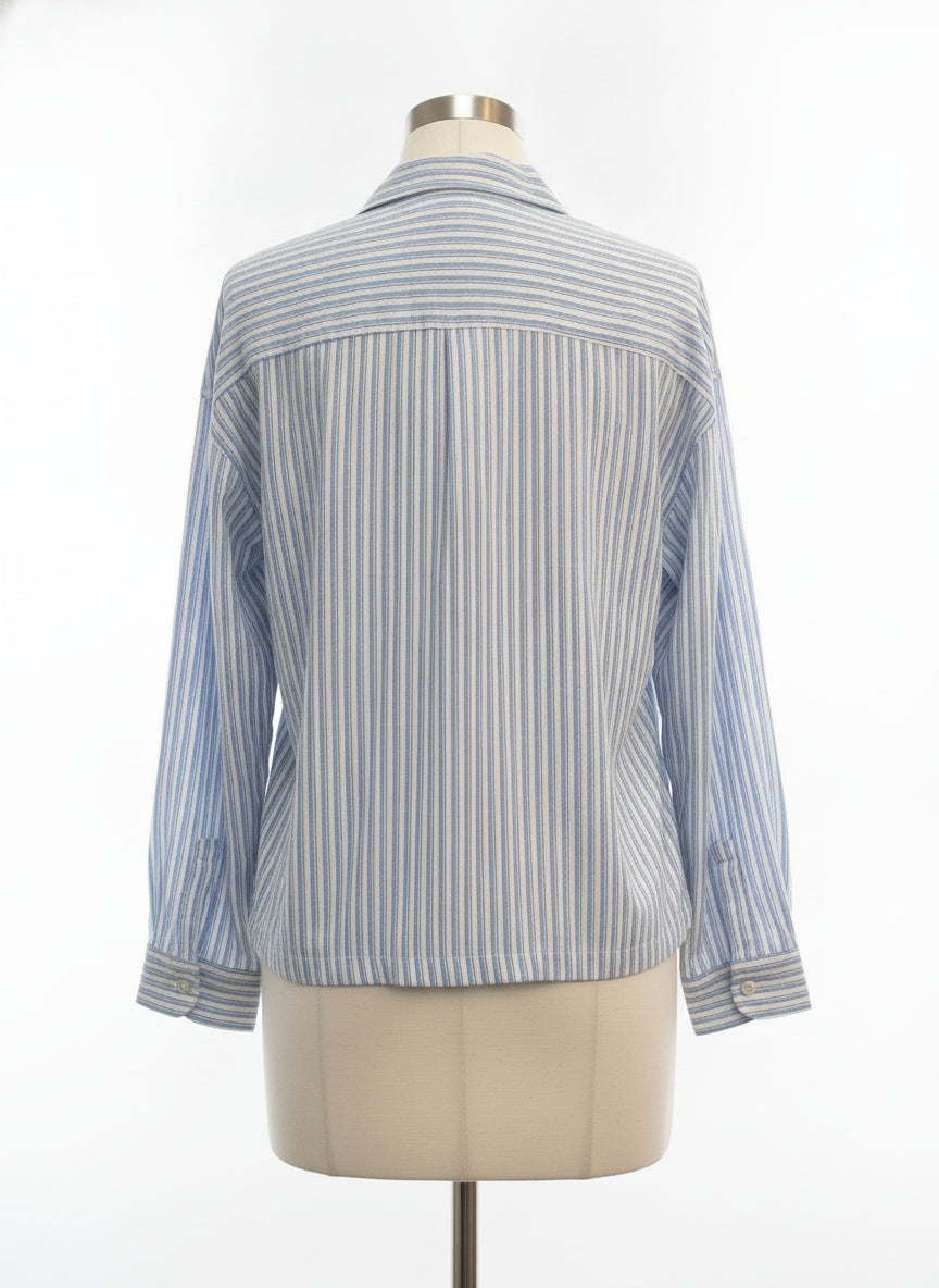 Max Studio · LongSleeve Top · Small · White Blue