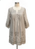 Anthropologie · Blue Tassel GrayTurq Embroidered Dress · Small · Beige Moss