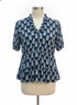 Crown & Ivy · Balloon Sleeve · 2X · BlueNavy Paisley
