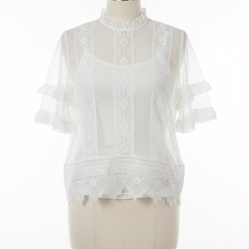 Anthropologie · Celadon Lace Top · Medium · White