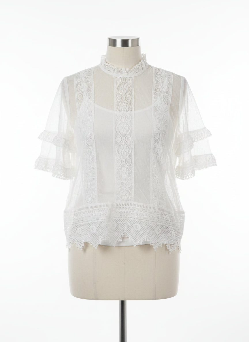 Anthropologie · Celadon Lace Top · Medium · White