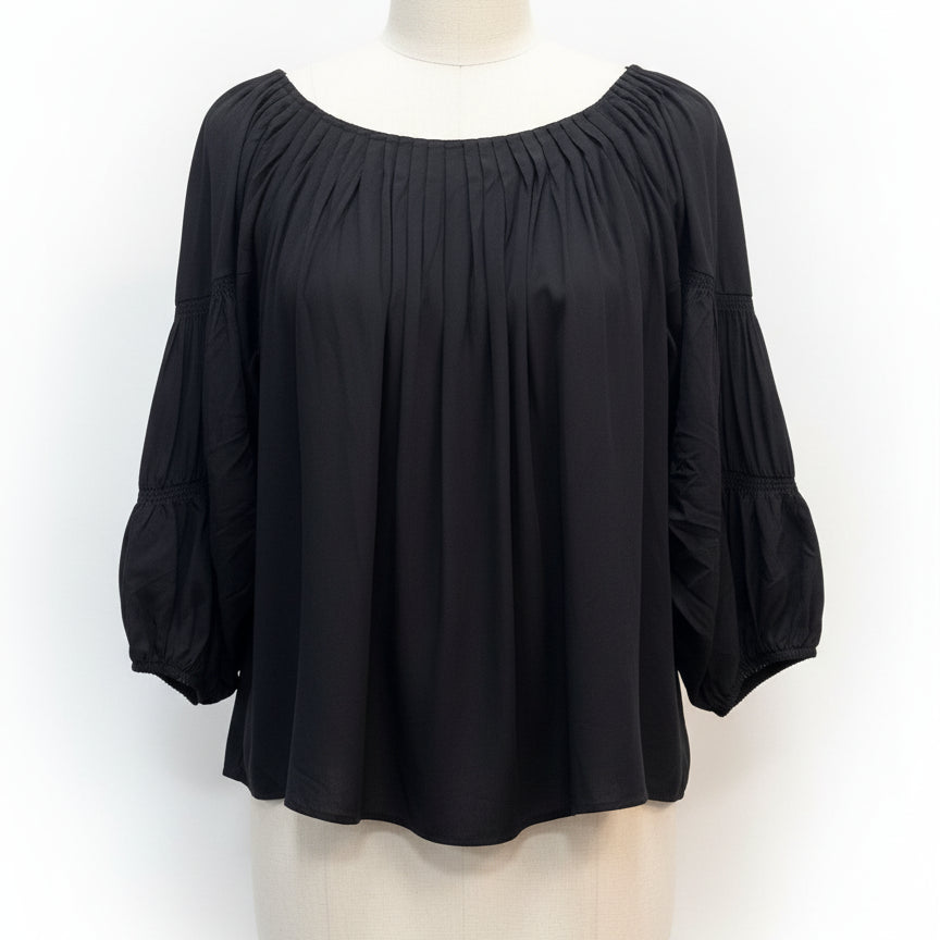 Sundance · Boho Top · Medium · Black Floral Print