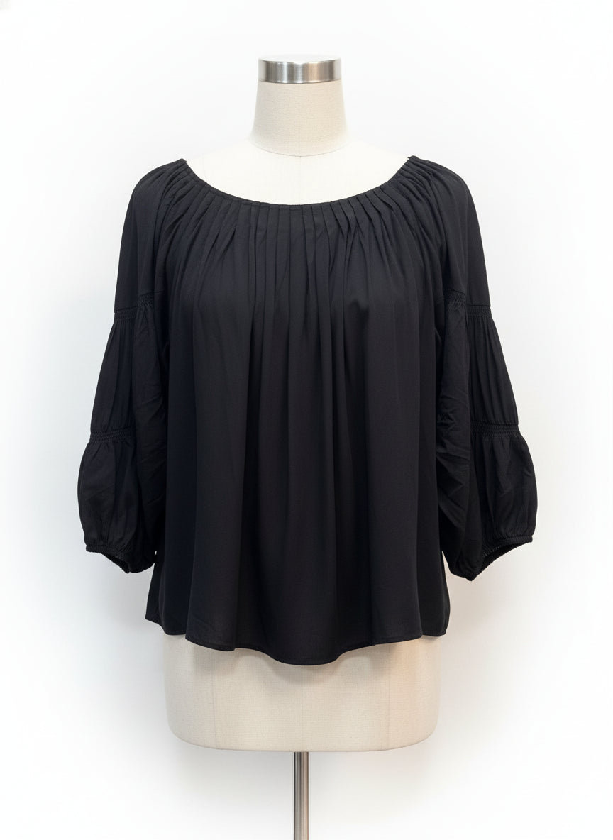 Sundance · Boho Top · Medium · Black Floral Print