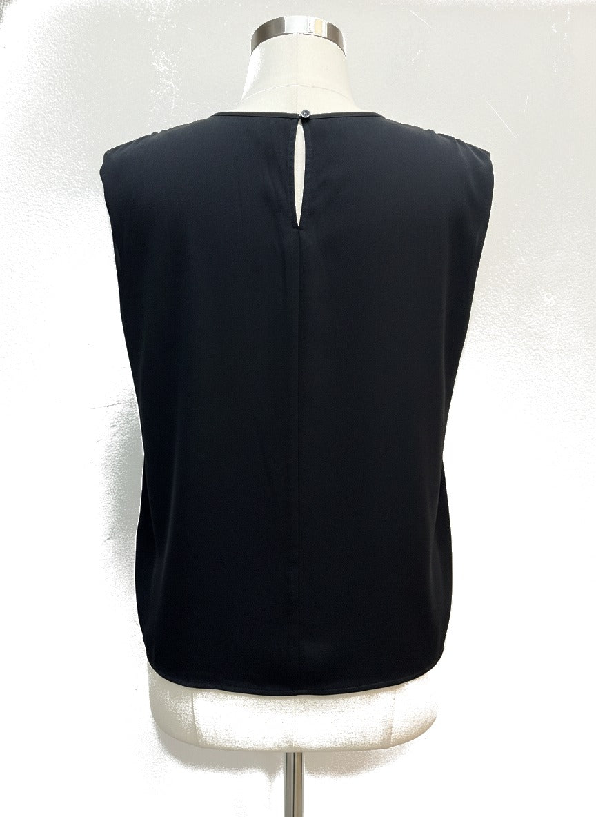 DKNY · Pleated Cap Sleeve Top · Medium · Black