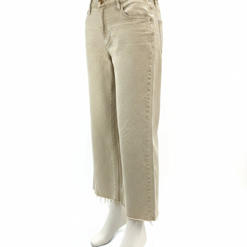 Kut from the Kloth · Wide Leg Raw Hem Jeans · 8 · Sand