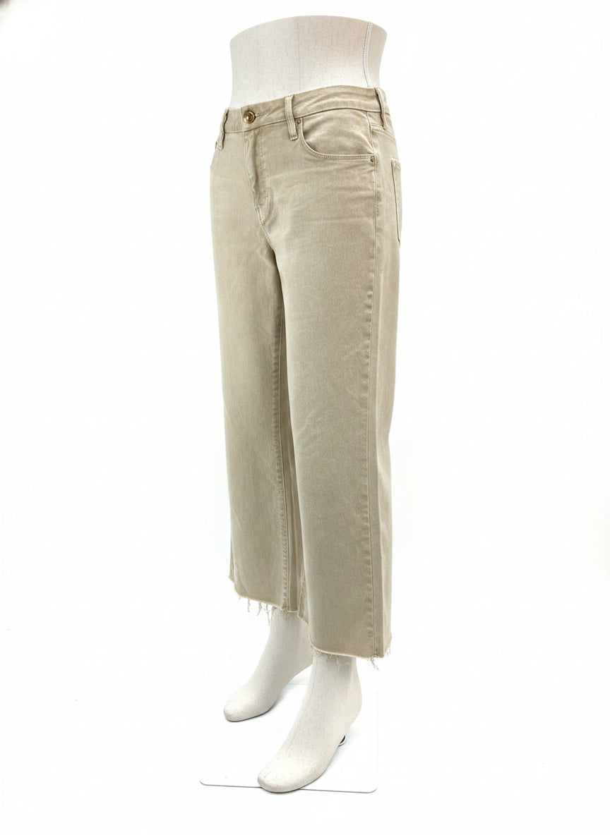 Kut from the Kloth · Wide Leg Raw Hem Jeans · 8 · Sand