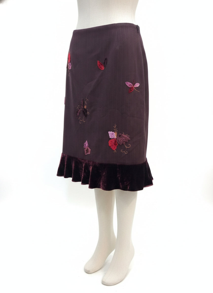Fit and Flare · Jon Skirt Velvet Applique and Trim · 4 · Burgundy