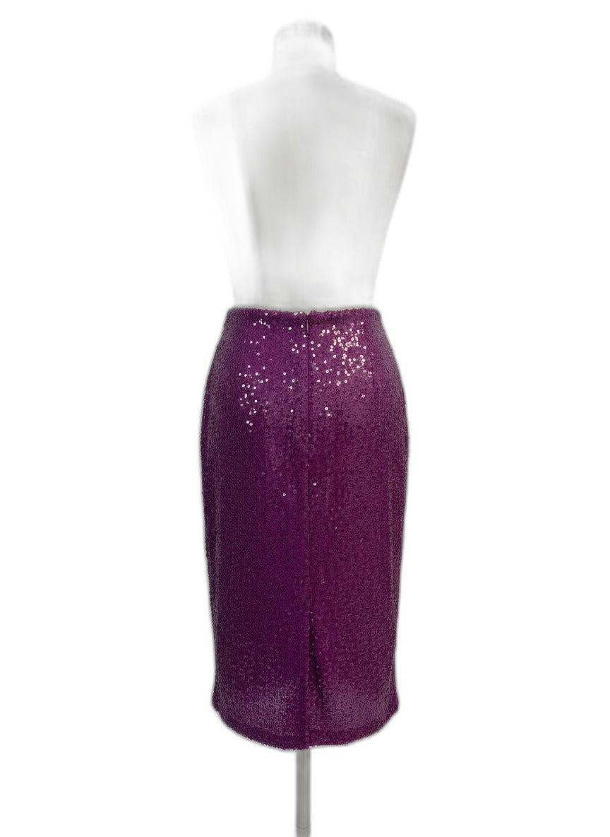 Ciebon · Wrap Ruched Sequin Skirt · Medium · Violet