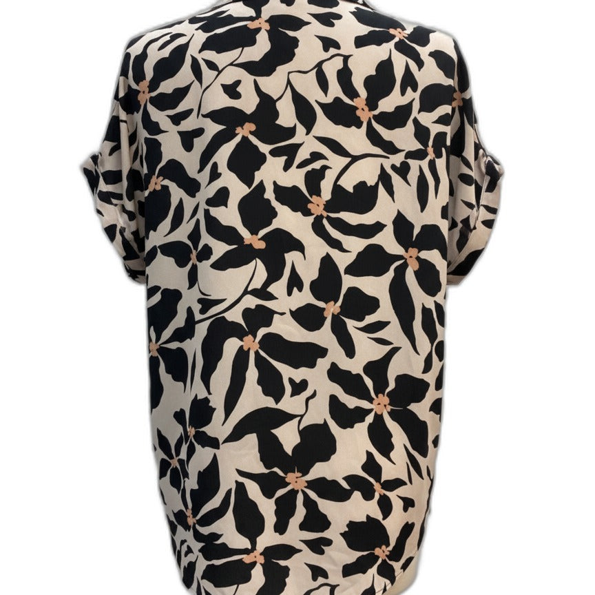 Cabi · Replay Top · Medium · BlushBlk Floral Print