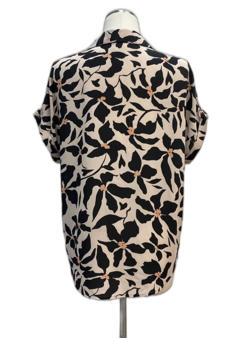 Cabi · Replay Top · Medium · BlushBlk Floral Print