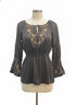 Anthropologie · Blue Tassel Embroidered w/ Smocked Waist · Small · Cocoa