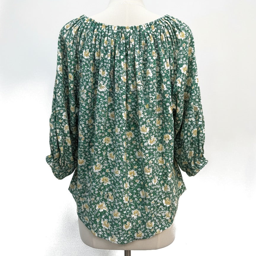 Sundance · Pleated Top · Small · Green, Yellow, White Floral