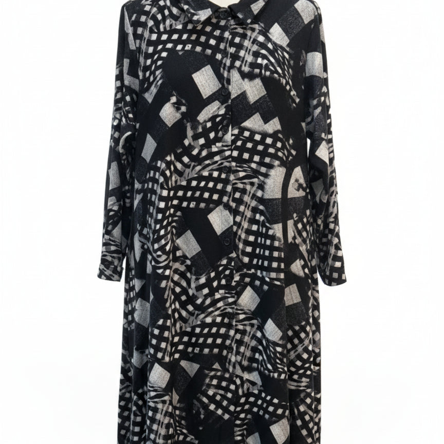Attitudes · Longsleeve Dress · 2X P · BlackWhite