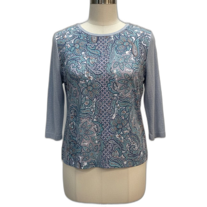 Talbots · Sweater · MediumPetite · Blue Paisley Floral