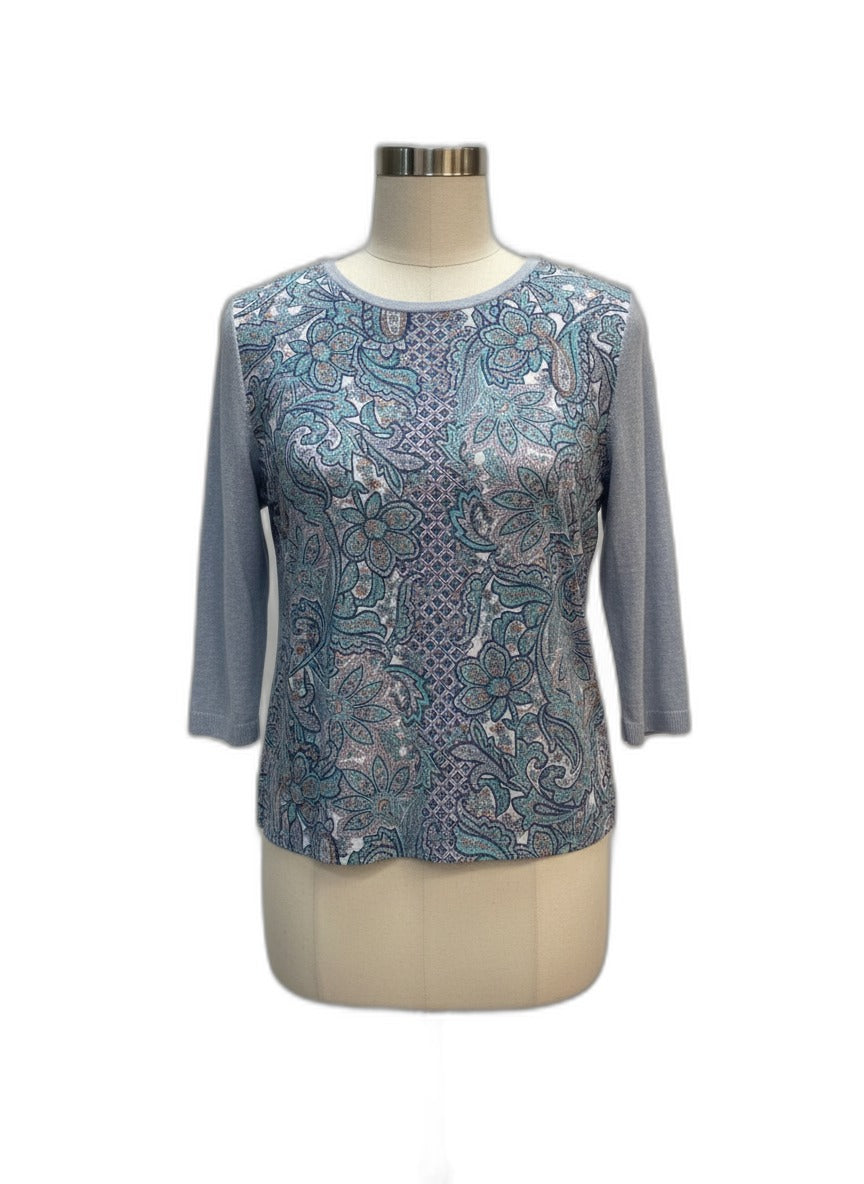 Talbots · Sweater · MediumPetite · Blue Paisley Floral