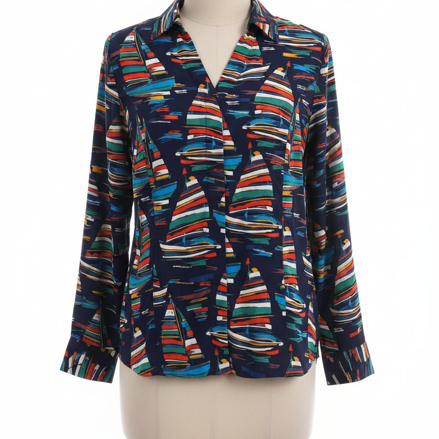 Soft Surroundings · Sailboat Print · Small P · Navy Multi