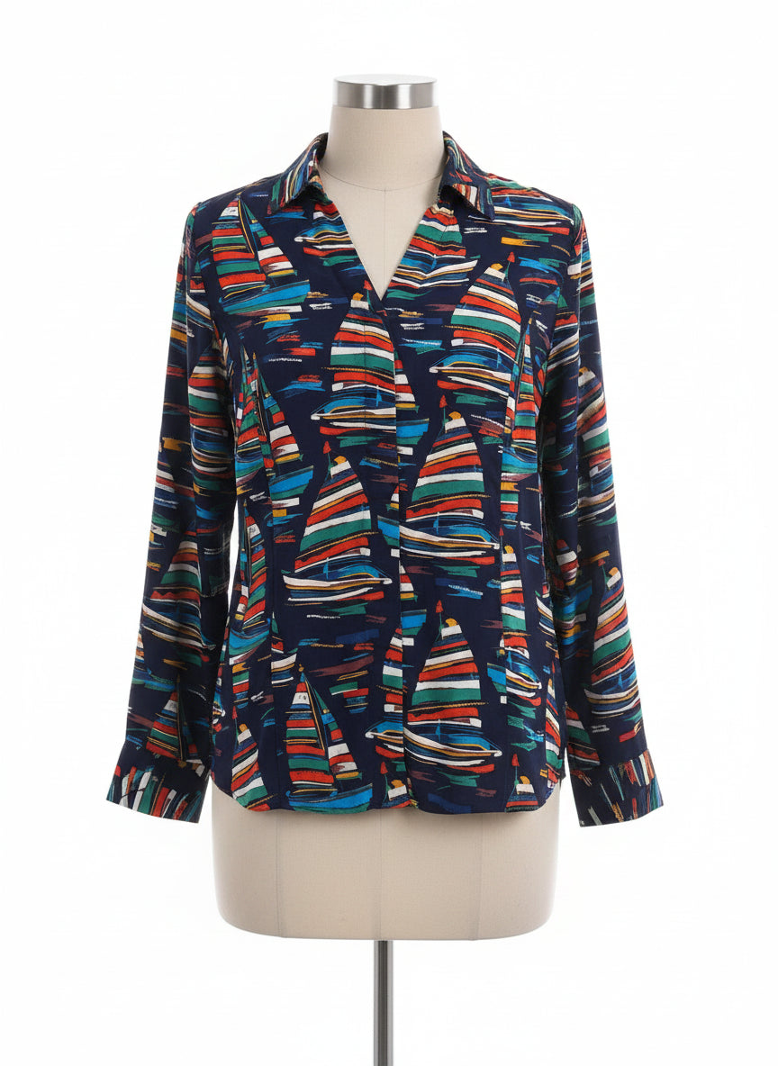 Soft Surroundings · Sailboat Print · Small P · Navy Multi