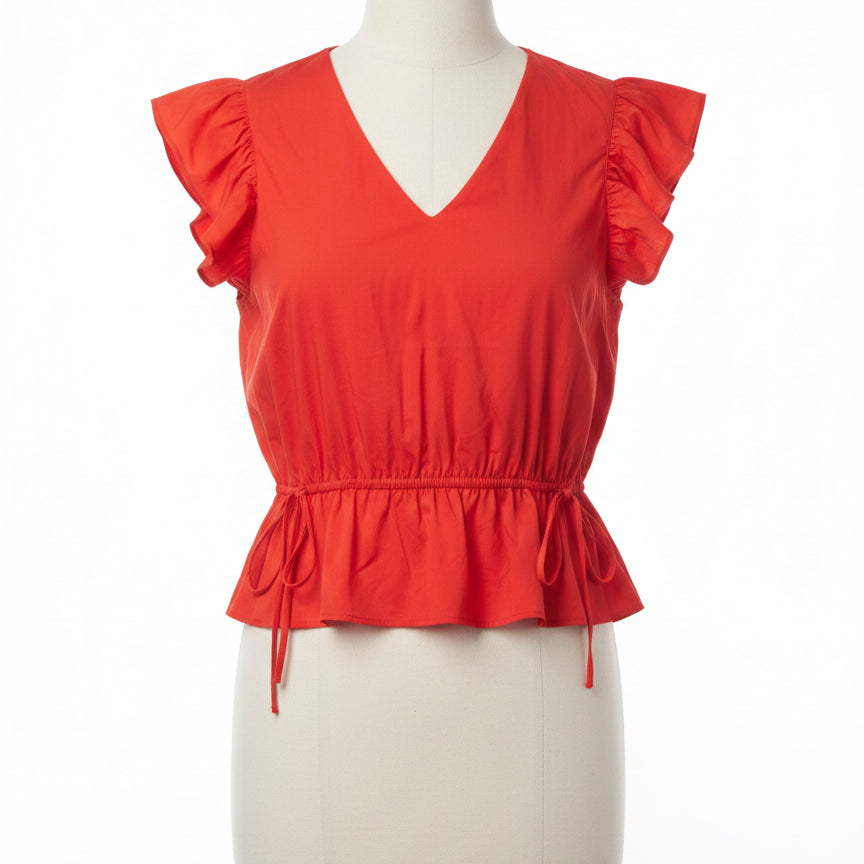 Marc NY · Flutter Sleeve Top · Medium · Poppy