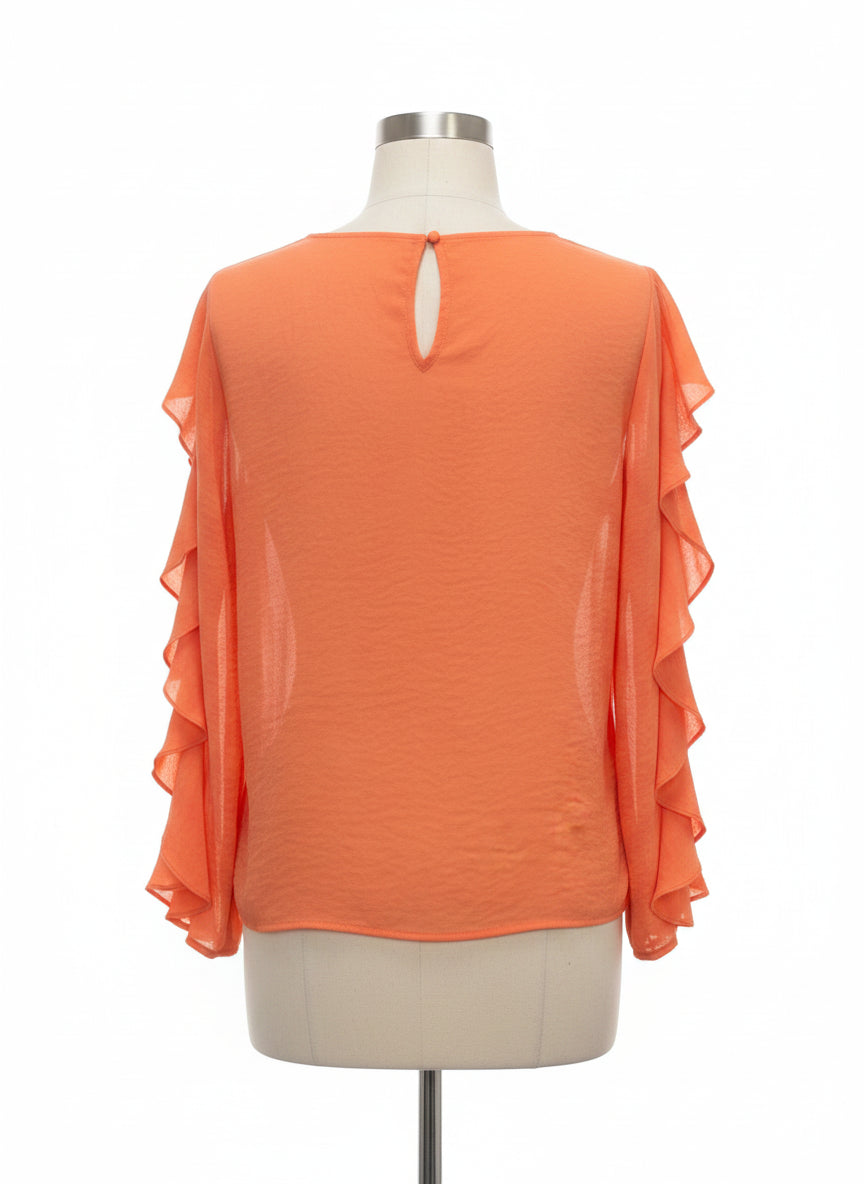Vince Camuto · Cold Shoulder Top Ruffled Sleeve · Medium · Papaya