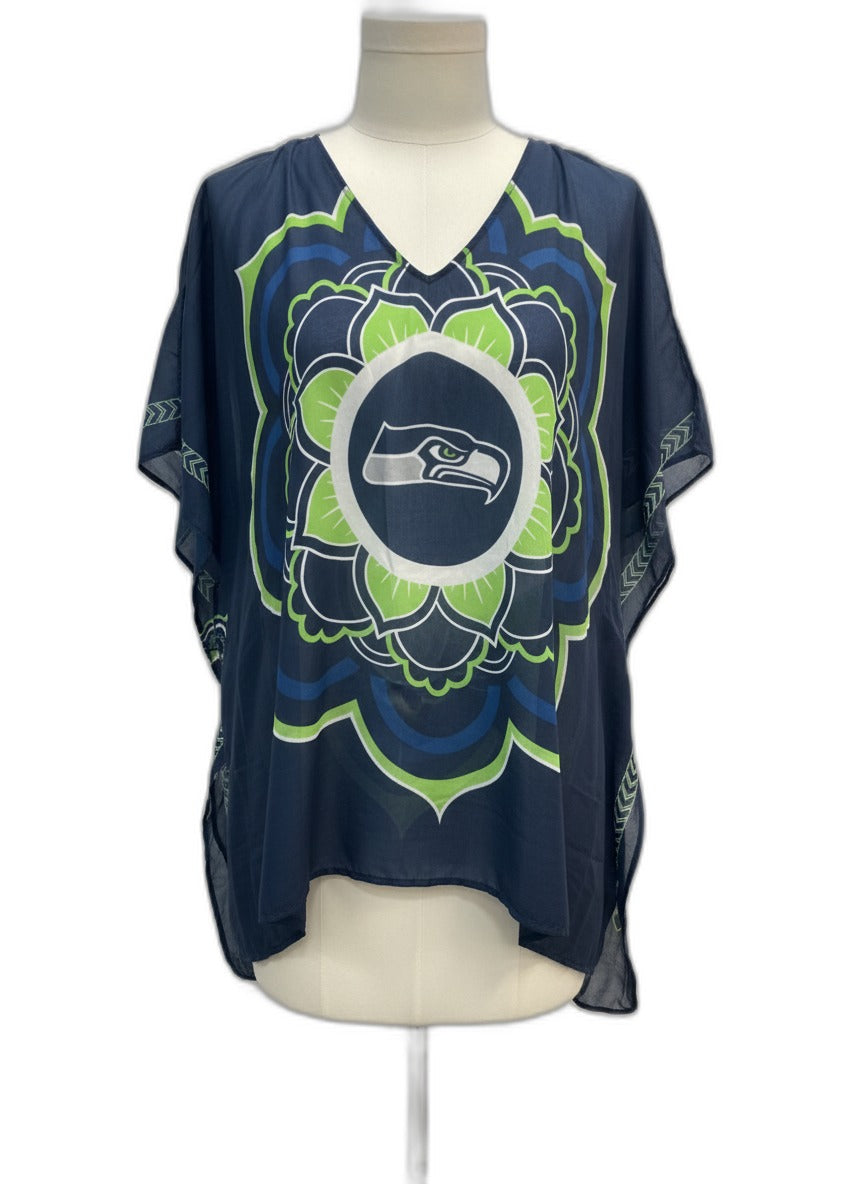 NHL · Sheer Caftan Floral Mandala · OS · NavyLime
