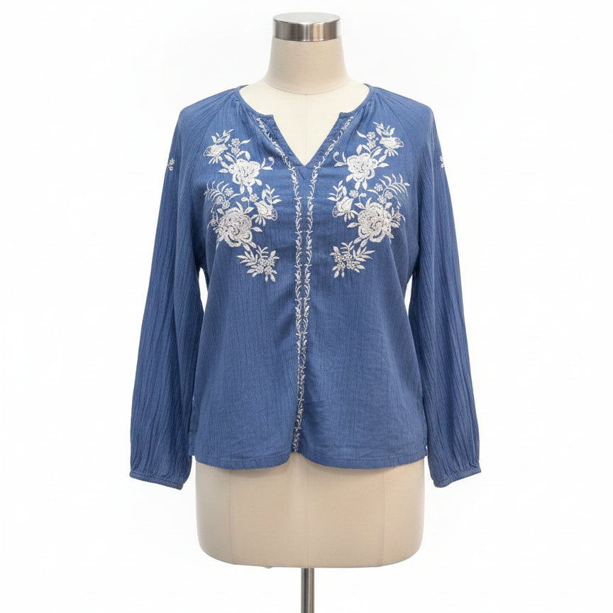 Talbots · Boho Chic Top · Small · Blue