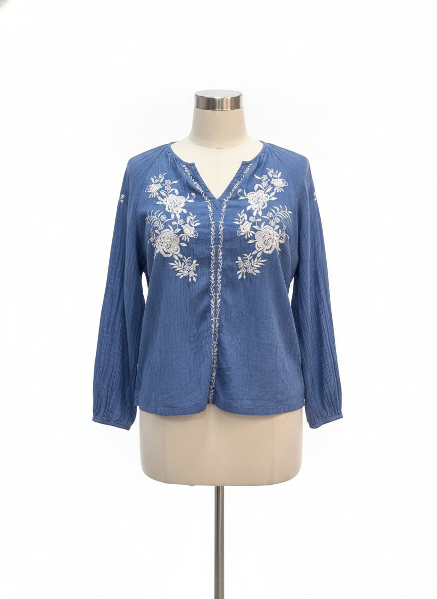 Talbots · Boho Chic Top · Small · Blue
