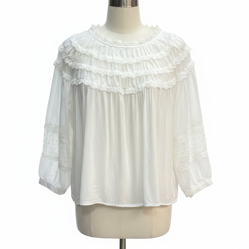 Sundance · Boho Chic Top Lace Trim · Large · White