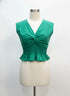 Blue Tassel · Poplin Cotton Twist Front Cap Sleeve Cropped Smocked · Small · Green