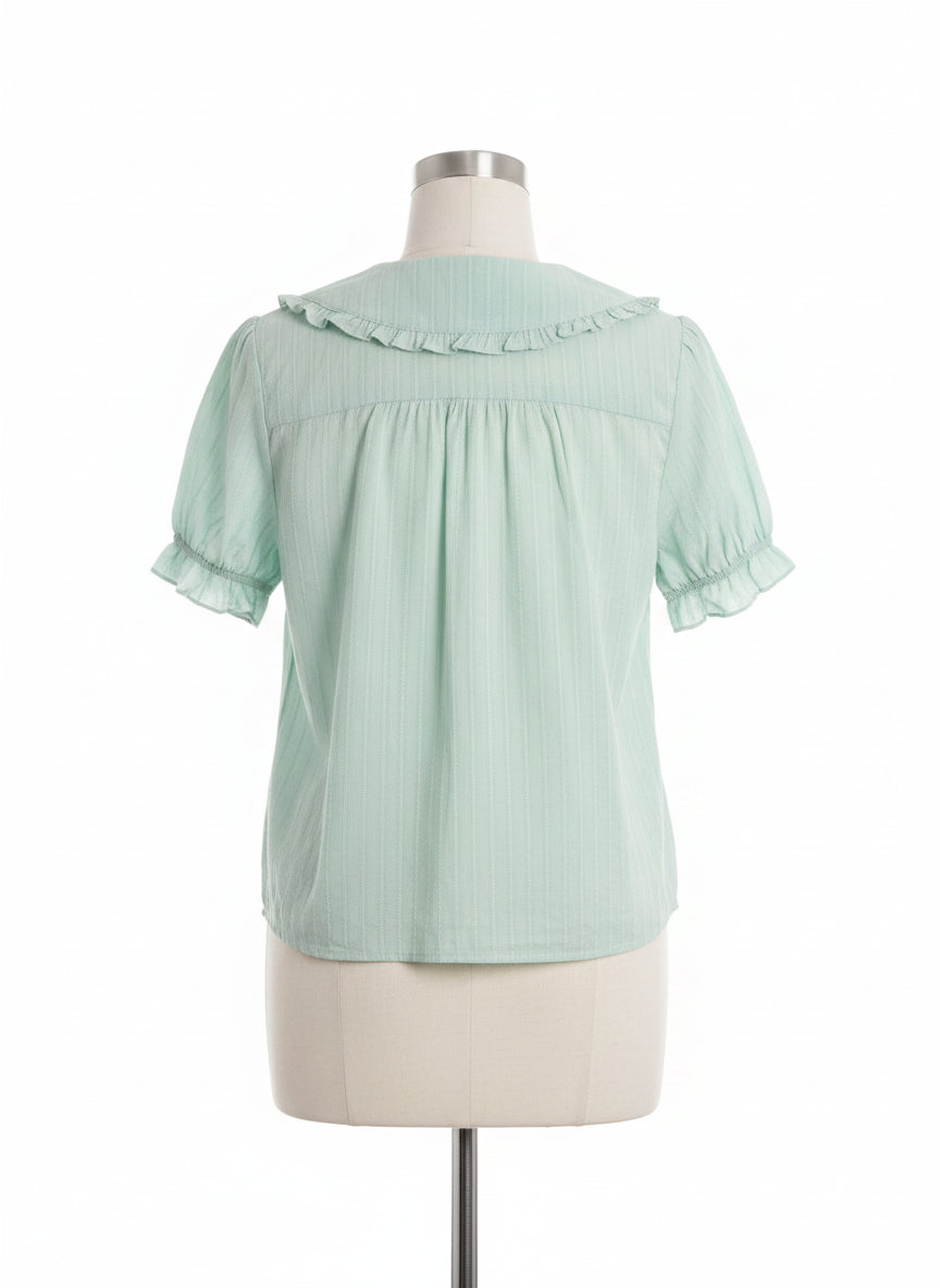 TCR · Peter Pan Collar Fashion Top · Small · Mint