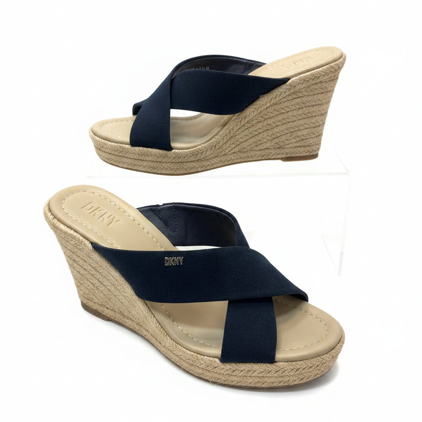 DKNY · Maryn Crossband Platform Wedge · 7 · NavyCream