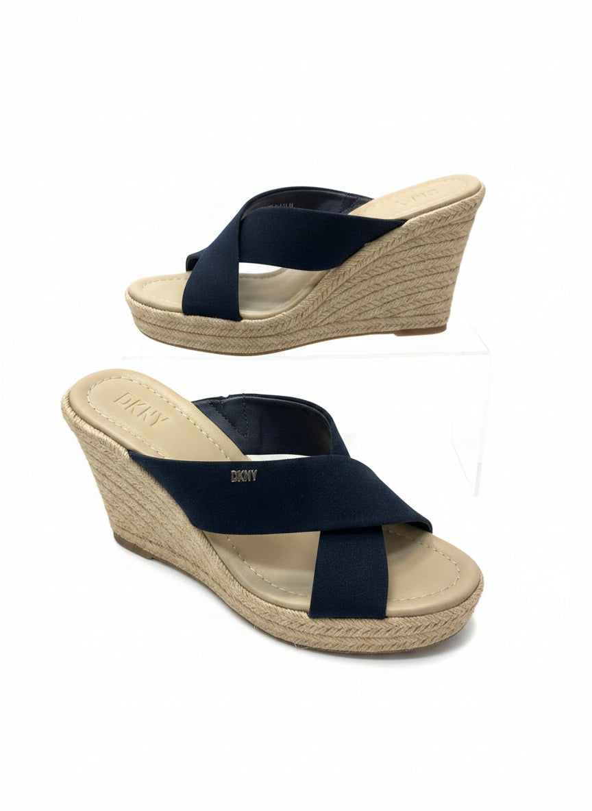 DKNY · Maryn Crossband Platform Wedge · 7 · NavyCream