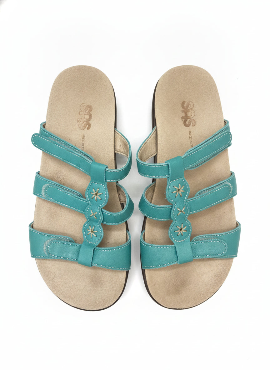 SAS · Naples slide sandals · 6.5 · Turquoise