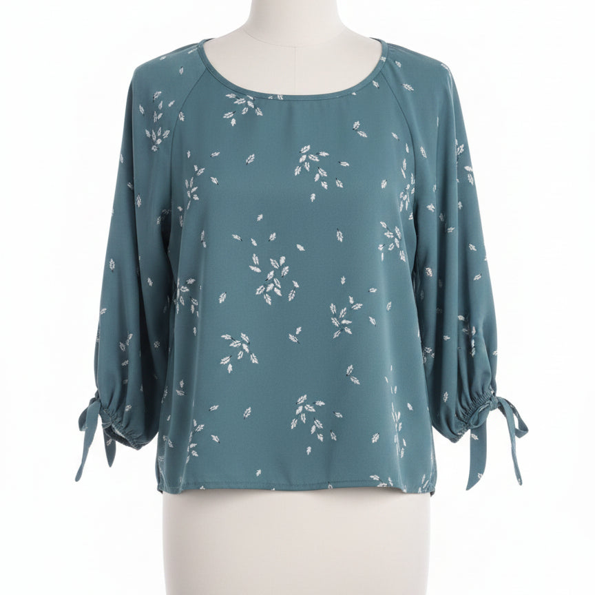 Papermoon · Floral Pattern Blouse · Medium · Seafoam