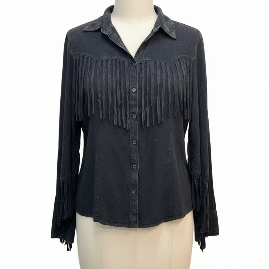 Back in the Saddle · Fringe detail Fashion Top · M · Black