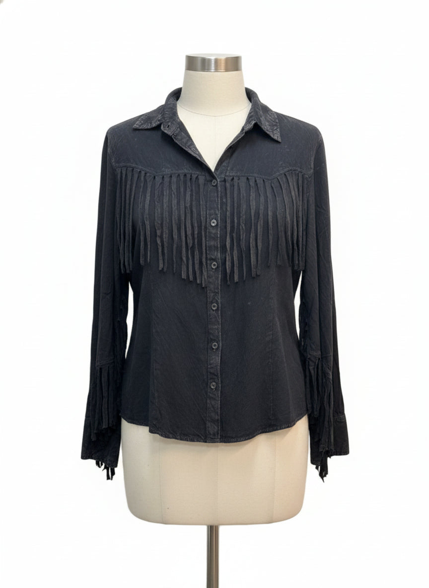 Back in the Saddle · Fringe detail Fashion Top · M · Black