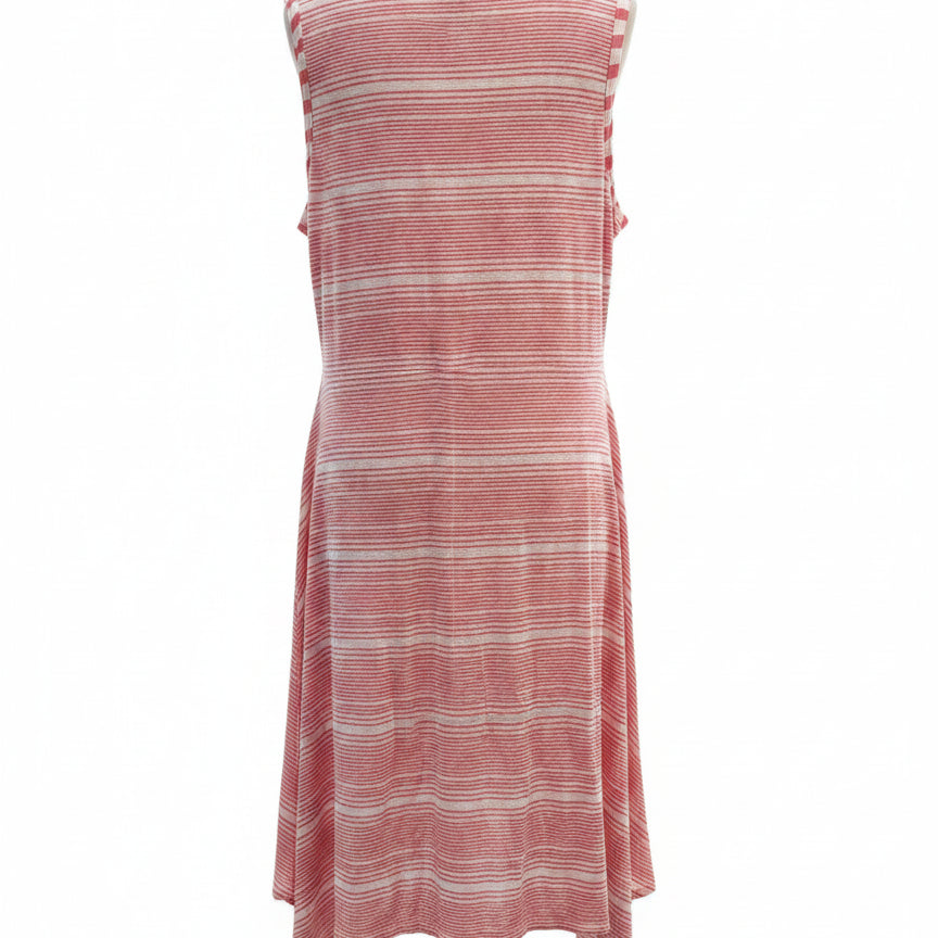 Sundance · The Calpurnia Linen Striped Dress w/Slip · Large · CoralCream