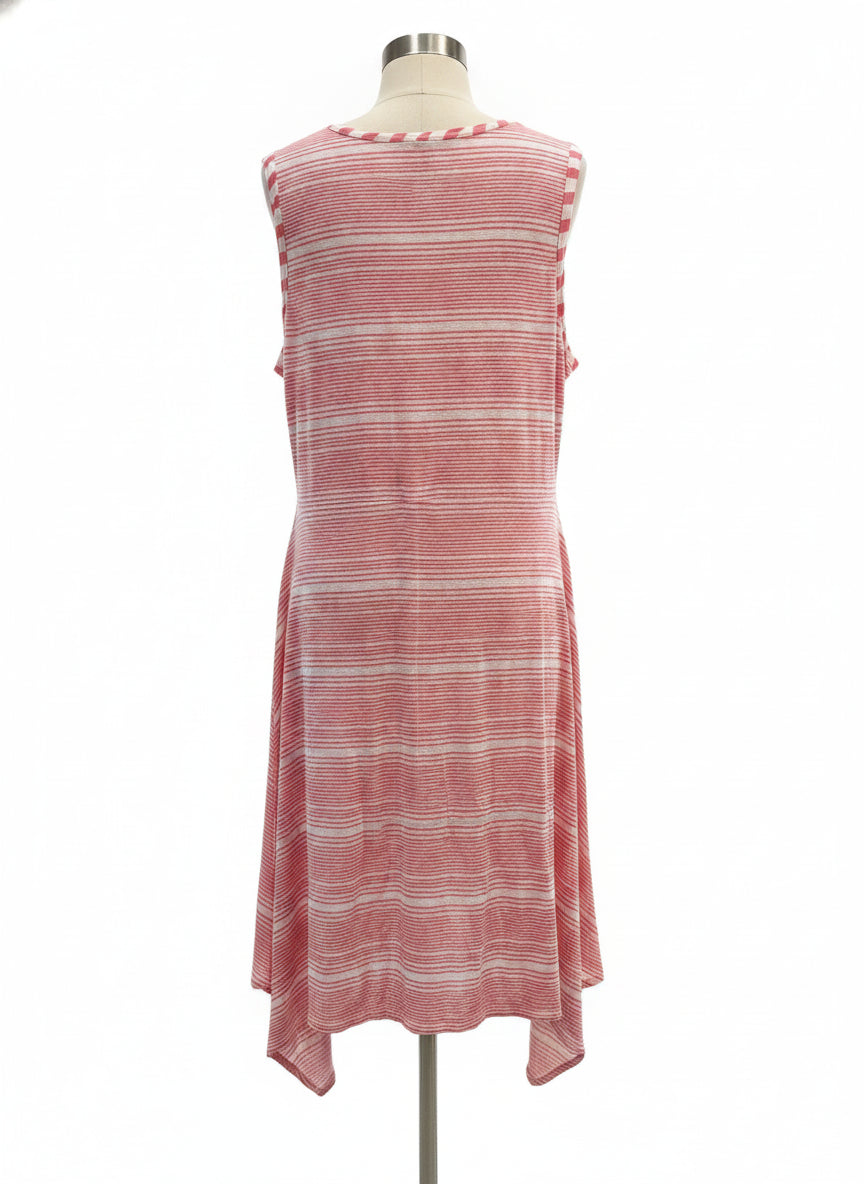 Sundance · The Calpurnia Linen Striped Dress w/Slip · Large · CoralCream
